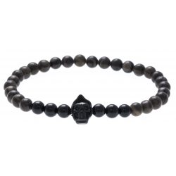 Bracelet acier pour homme - élastique - la faucheuse - marbre - onyx - 21cm