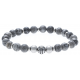 Bracelet acier pour homme - élastique - jaspe gris (map stone) - 21 cm