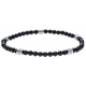 Bracelet acier pour homme - élastique -  onyx - 21cm