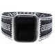 Bague argent rhodié 7,5g - homme - 2 tons - imitation ONYX - T 60 à 70