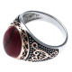 Bague argent rhodié 6,1g - homme - 3 tons - imitation JASPE ROUGE - T 60 à 70