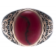 Bague argent rhodié 6,1g - homme - 3 tons - imitation JASPE ROUGE - T 60 à 70