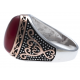 Bague argent rhodié 6,1g - homme - 3 tons - imitation JASPE ROUGE - T 60 à 70