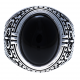 Bague en argent rhodié 7g - imitation onyx  - T 54 à 72