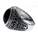 Bague en argent rhodié 7g - imitation onyx  - T 54 à 72