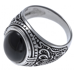 Bague en argent rhodié 7g - imitation ONYX  - T 54 à 72