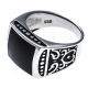 Bague en argent rhodié 7g imitation onyx -T 54 à 72