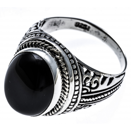 Bague argent 6,8g - onyx véritable - T54 à T70