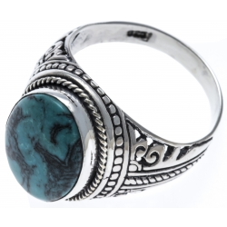 Bague argent 6,8g - turquoise véritable - T54 à T70