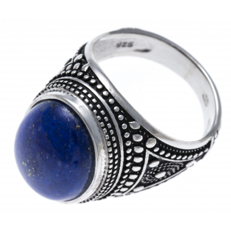 Bague argent rhodié 8,3g - lapis lazuli - T56 à 70