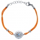 Bracelet acier - nacre - émail - coton orange - 17+3cm