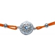 Bracelet acier - nacre - émail - coton orange - 17+3cm