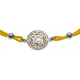 Bracelet acier - nacre - émail - coton jaune - 17+3cm