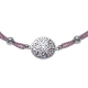 Bracelet acier - nacre - émail - coton rose - 17+3cm