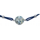 Bracelet acier - nacre - émail - coton bleu foncé - 17+3cm