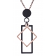 Collier acier 2 tons - rosé et noir - rectangle et losange - chaîne rosée - 45+5cm