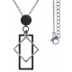 Collier acier 2 tons - acier et noir - rectangle et losange - 45+5cm