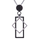 Collier acier 2 tons - acier et noir - rectangle et losange - 45+5cm