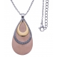 Collier acier 3 tons - doré, acier satiné et rosé - 3 gouttes - hauteur 4cm - 45+5cm