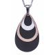 Collier acier 3 tons - acier, rosé satiné et noir - 3 gouttes - hauteur 4cm - 45+5cm