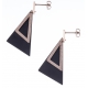 Boucles d'oreilles acier 2 tons - rosé  satiné et noir - triangles - hauteur 4,5cm