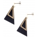 Boucles d'oreilles acier 2 tons - doré satiné et noir - triangles - hauteur 4,5cm