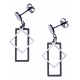 Boucles d'oreilles acier 2 tons - acier et noir - rectangle et losange - hauteur 2,5cm