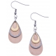 Boucles d'oreille acier 3 tons - doré, acier satiné et rosé - 3 gouttes - hauteur 2,5cm