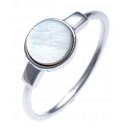 Bague argent rhodié 1,8g - nacre blanche - T50 à 60