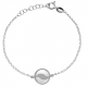 Bracelet argent rhodié 2,5g - nacre blanche - diamètre 14mm - longueur 17+3cm