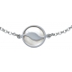 Bracelet argent rhodié 2,5g - nacre blanche - diamètre 14mm - longueur 17+3cm