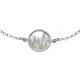 Bracelet argent rhodié 2,5g - nacre blanche - éclair - diamètre 14mm - longueur 17+3cm