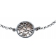 Bracelet argent rhodié 2,5g - nacre rose - étoiles - diamètre 14mm - longueur 17+3cm