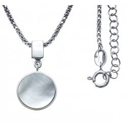 Collier argent rhodié 5,4g - nacre blanche - 45+5cm