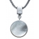 Collier argent rhodié 5,4g - nacre blanche - 45+5cm