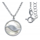 Collier argent rhodié 4,7g - nacre blanche - diamètre 18mm - longueur 40+5cm