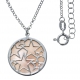 Collier argent rhodié 5,3g - nacre rose - étoiles - diamètre 22mm - longueur 40+5cm