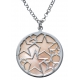 Collier argent rhodié 5,3g - nacre rose - étoiles - diamètre 22mm - longueur 40+5cm