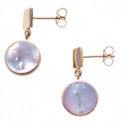 Boucles d'oreille argent rhodié rosé 2,8g - rosé plaqué 1 micron - nacre blanche