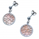 Boucles d'oreille argent rhodié 2,8g  - nacre rose - étoiles - diamètre 14mm