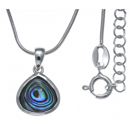 Collier argent rhodié 4,7g - nacre abalone - 45+5cm