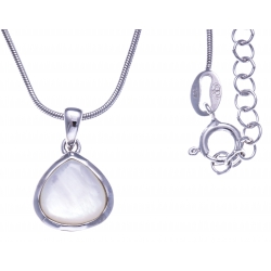 Collier argent rhodié 4,7g - nacre blanche - 45+5cm