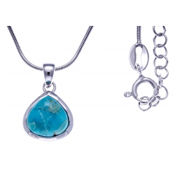 Collier argent rhodié 4,7g - turquoise assemblée - 45+5cm