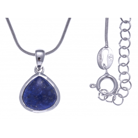 Collier argent rhodié 4,7g - lapis lazuli - 45+5cm