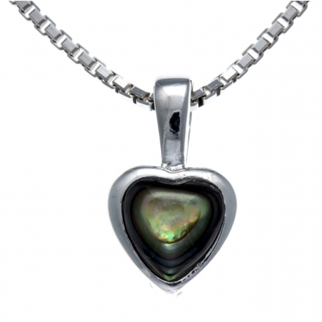 Collier argent rhodié 3,1g - nacre abalone - 40+5cm