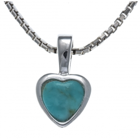 Collier argent rhodié 3,1g - turquoise assemblée - 40+5cm