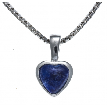 Collier argent rhodié 3,1g - lapis lazuli - 40+5cm