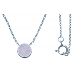 Collier argent rhodié 1,8g - quartztite teinté rose - 42+3cm