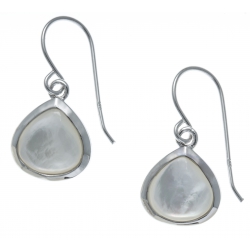 Boucles d'oreille argent rhodié 2,2g - nacre blanche