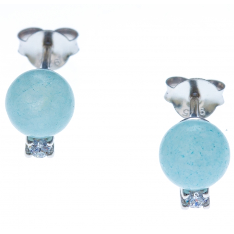 Boucles d'oreille argent rhodié 1g - quartztite teinté bleu - zircons